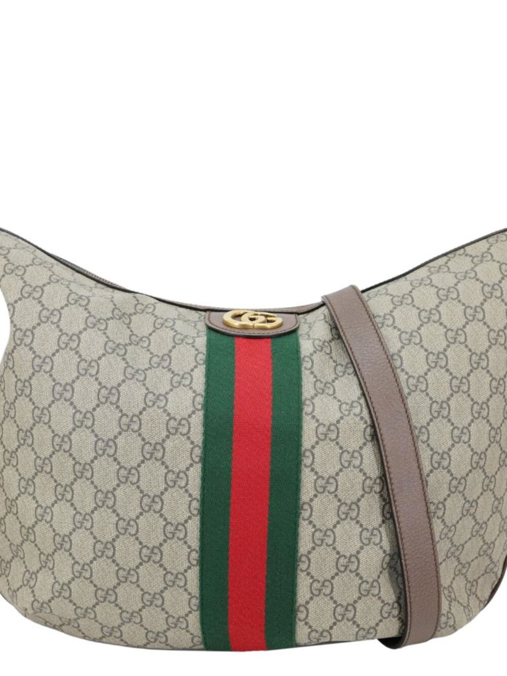 Gucci Ophidia Half Moon GG Supreme Canvas Shoulder Bag Beige 547939